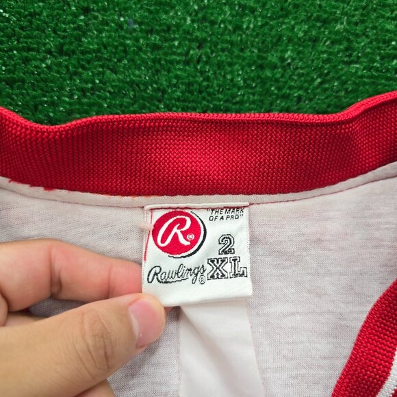 St Louis Cardinals Windbreaker Jacket Mens 2XL Red Pullover MLB Baseball V-Neck - Picture 6 of 9